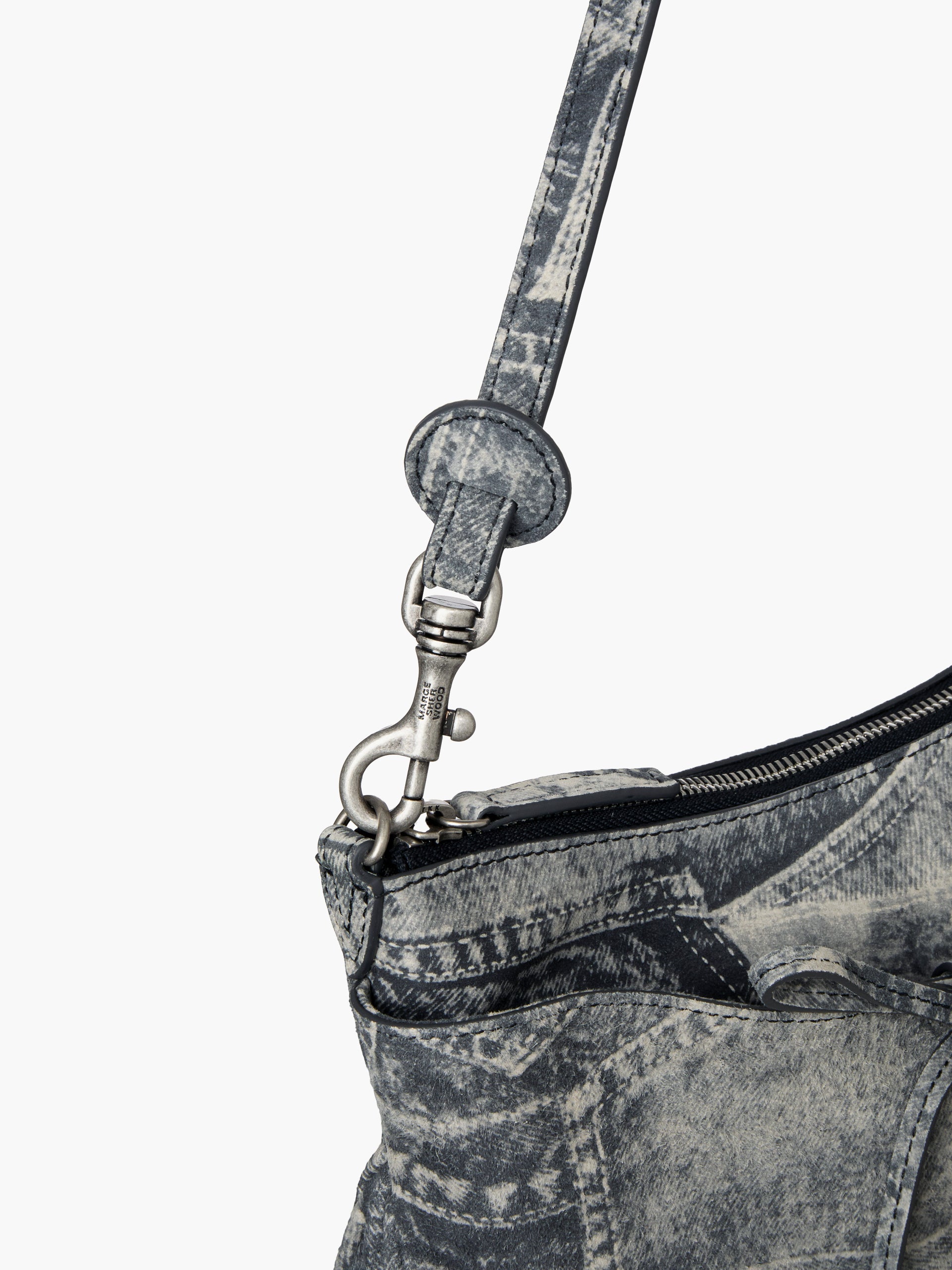 Marge Sherwood - Ribbon Pochette (Light Grey Printed Suede) product image 5 | TRAB K-Fashion Australia