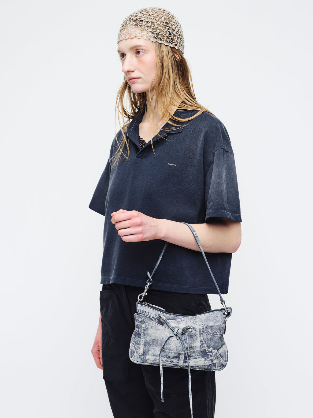 Marge Sherwood - Ribbon Pochette (Light Grey Printed Suede) product image 7 | TRAB K-Fashion Australia