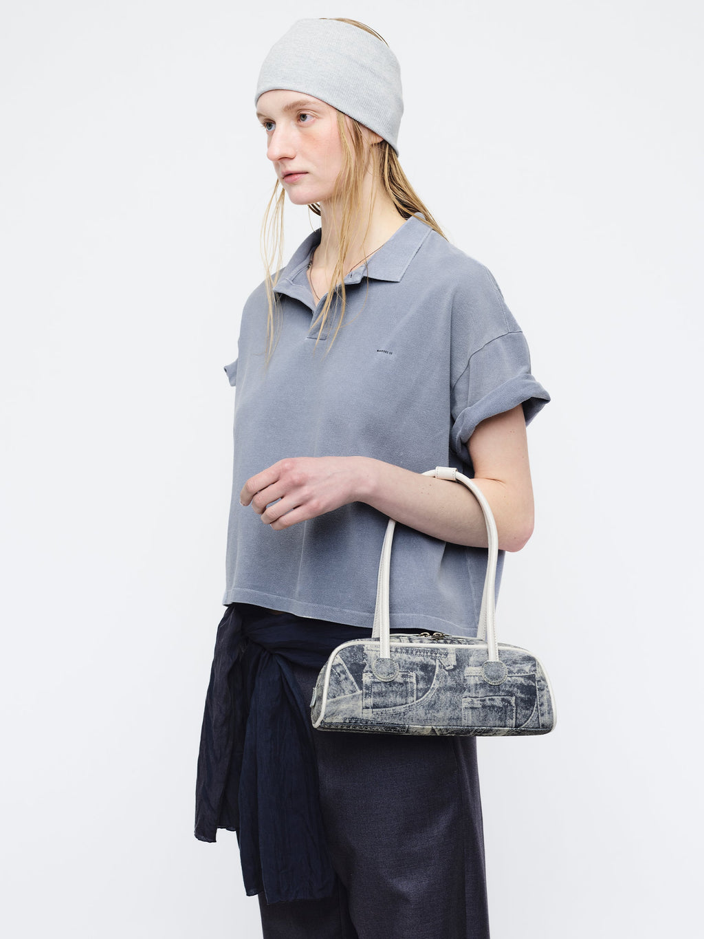 Marge Sherwood - Soft Boston Ew Mini Piping (Light Grey Printed Suede+Crinkle) product image 2 | TRAB K-Fashion Australia