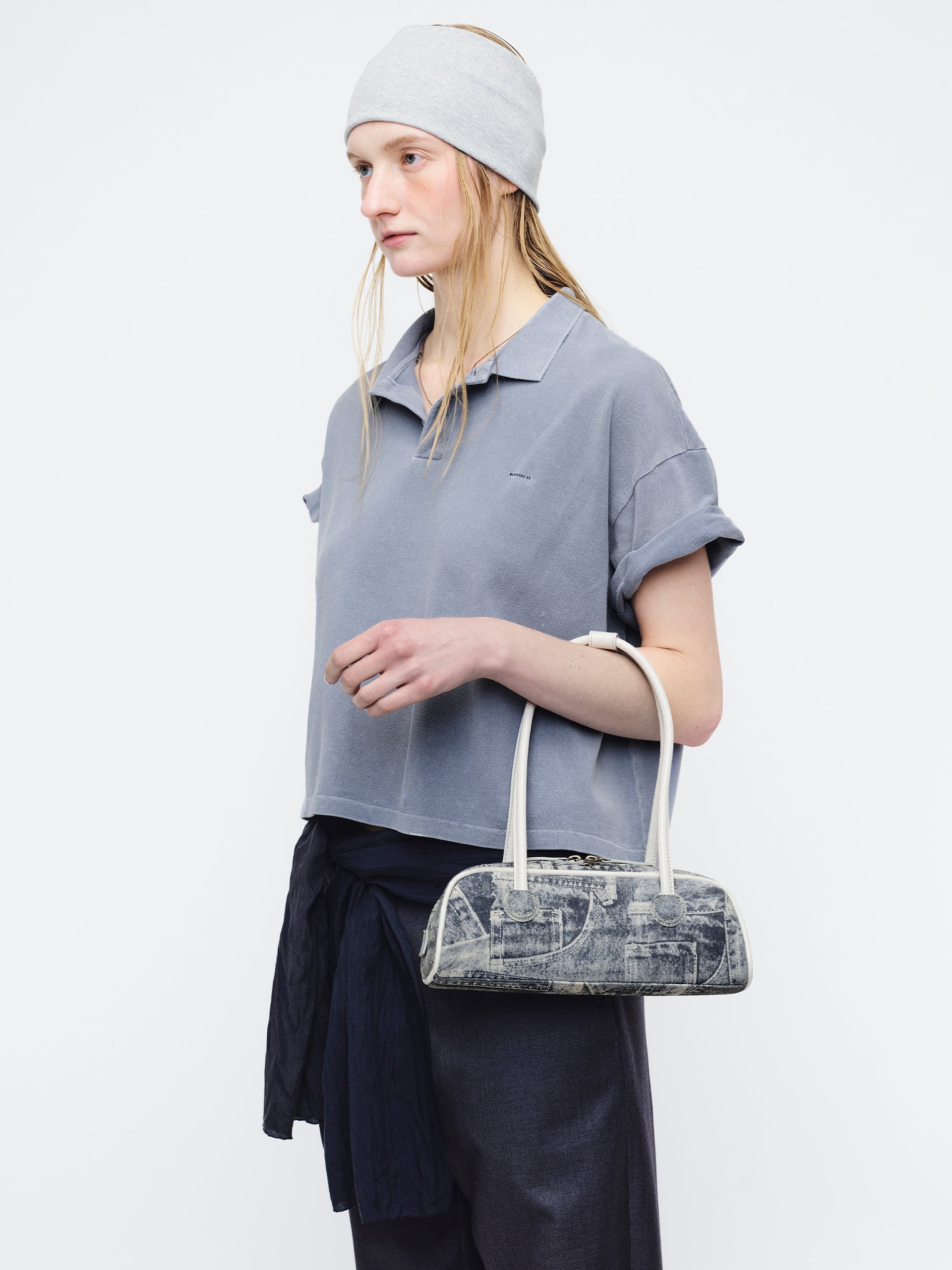 Marge Sherwood - Soft Boston Ew Mini Piping (Light Grey Printed Suede+Crinkle) product image 2 | TRAB K-Fashion Australia
