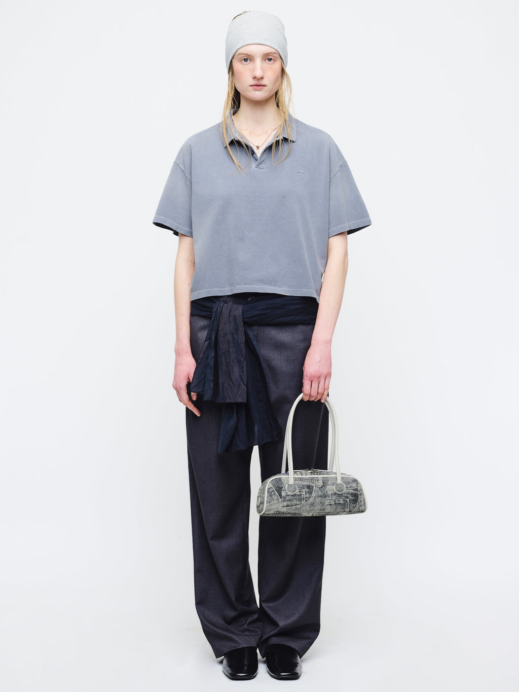 Marge Sherwood - Soft Boston Ew Mini Piping (Light Grey Printed Suede+Crinkle) product image 3 | TRAB K-Fashion Australia