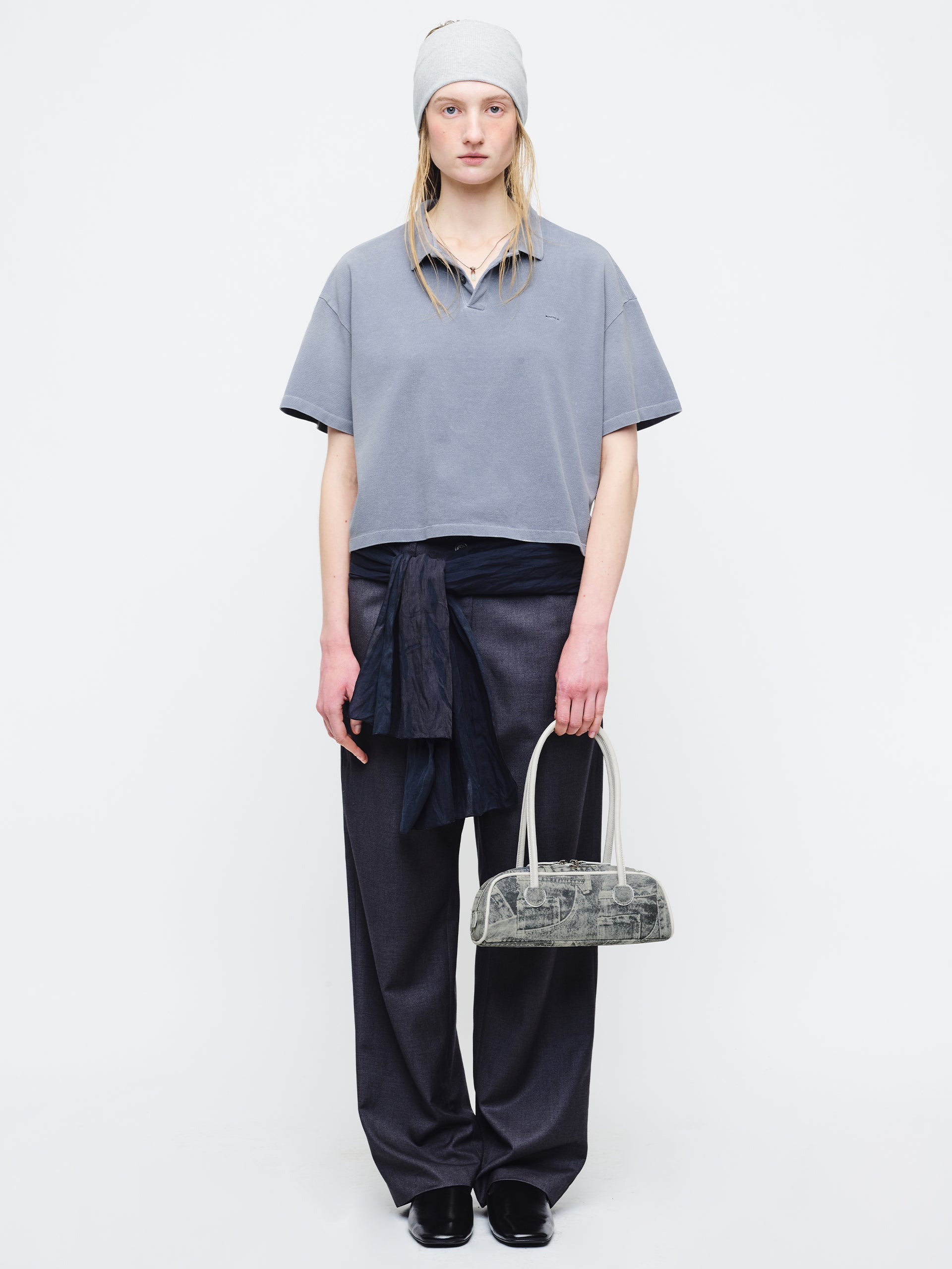 Marge Sherwood - Soft Boston Ew Mini Piping (Light Grey Printed Suede+Crinkle) product image 3 | TRAB K-Fashion Australia