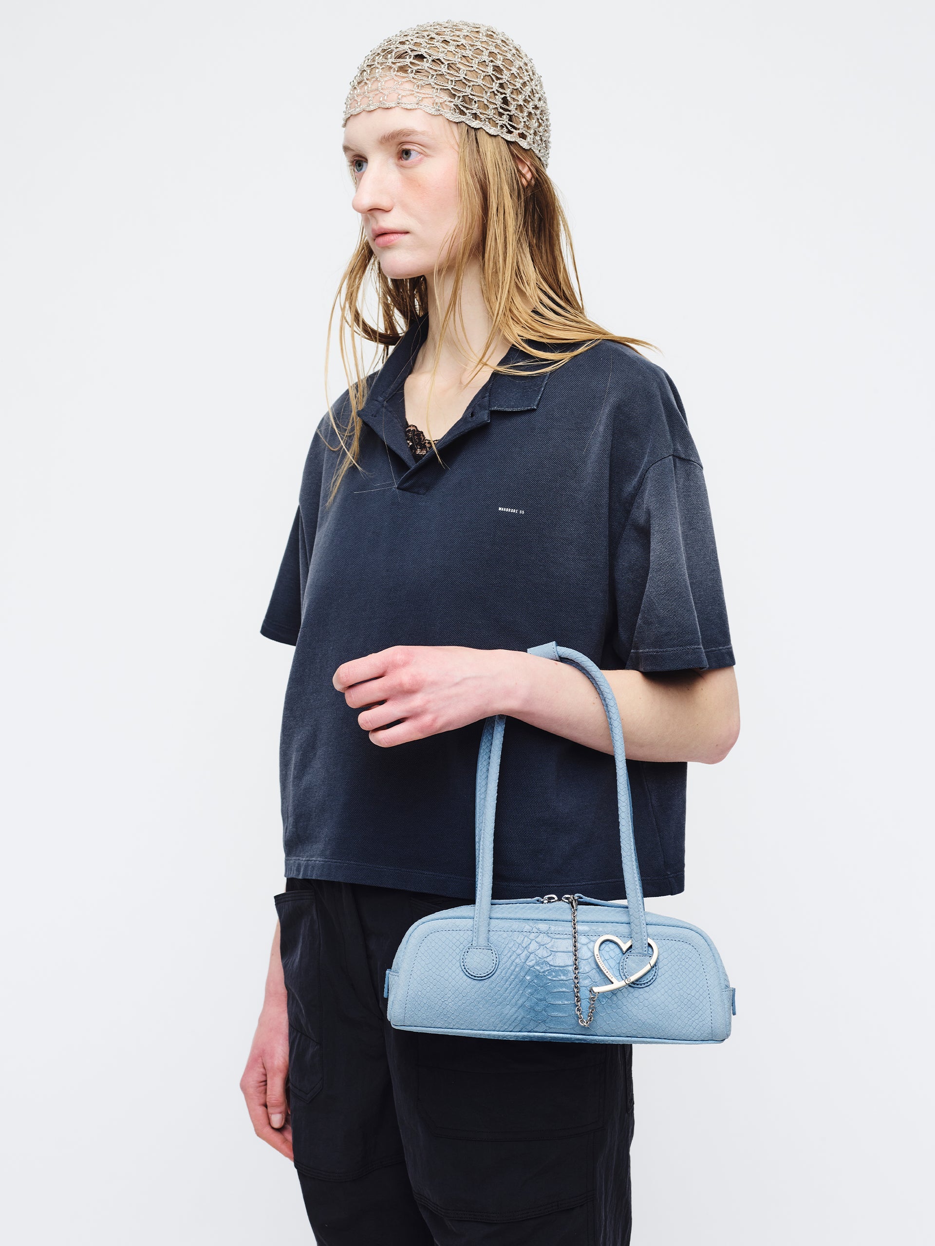 Marge Sherwood - Soft Boston Ew Mini (Blue Python Effect Suede) product image 2 | TRAB K-Fashion Australia