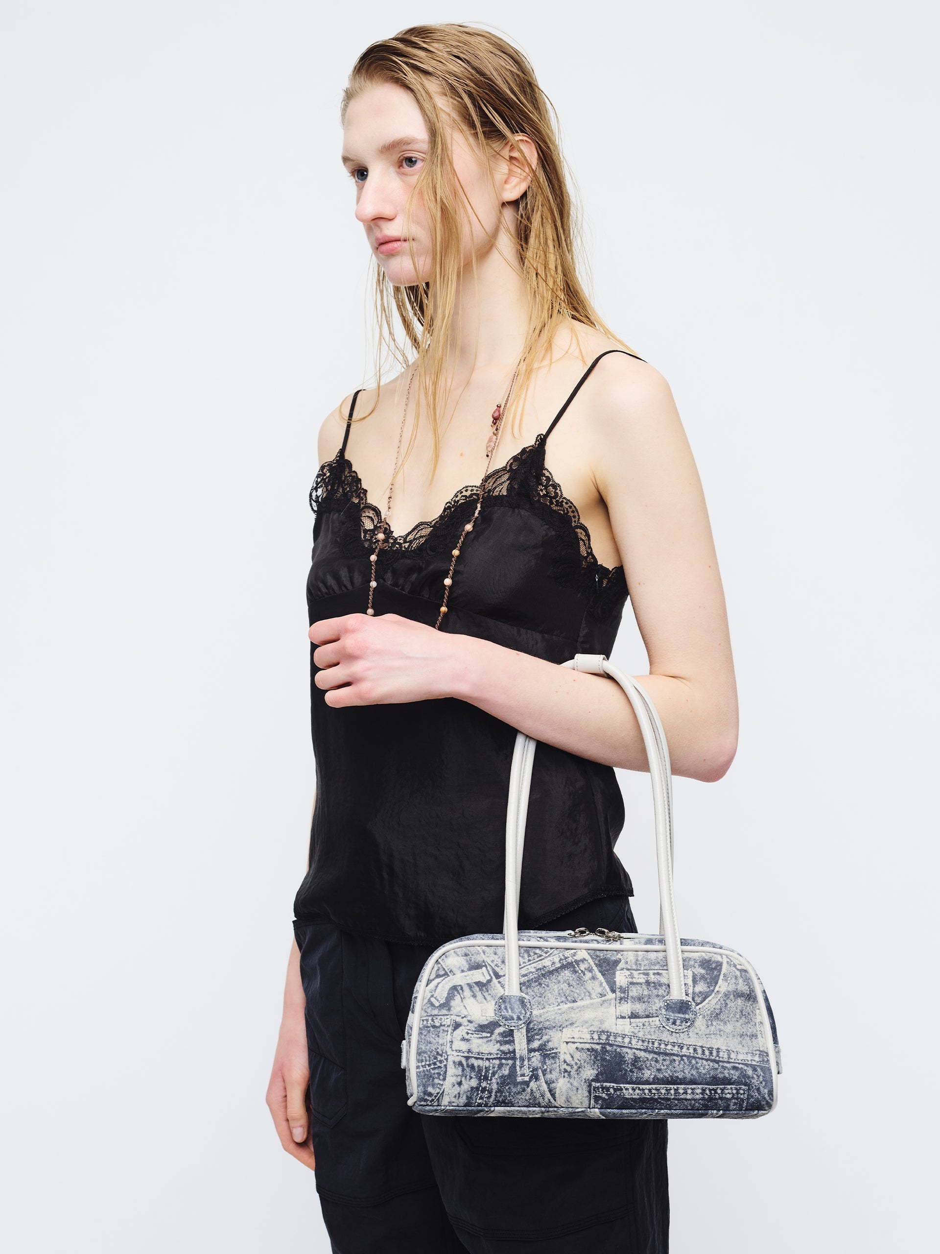 Marge Sherwood - Soft Boston Ew Piping (Light Grey Printed Suede+Crinkle) product image 2 | TRAB K-Fashion Australia