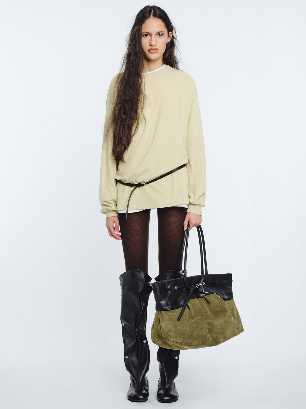 Marge Sherwood - Soft Grandma Layered Bag (Dark Olive Suede) product image 3 | TRAB K-Fashion Australia