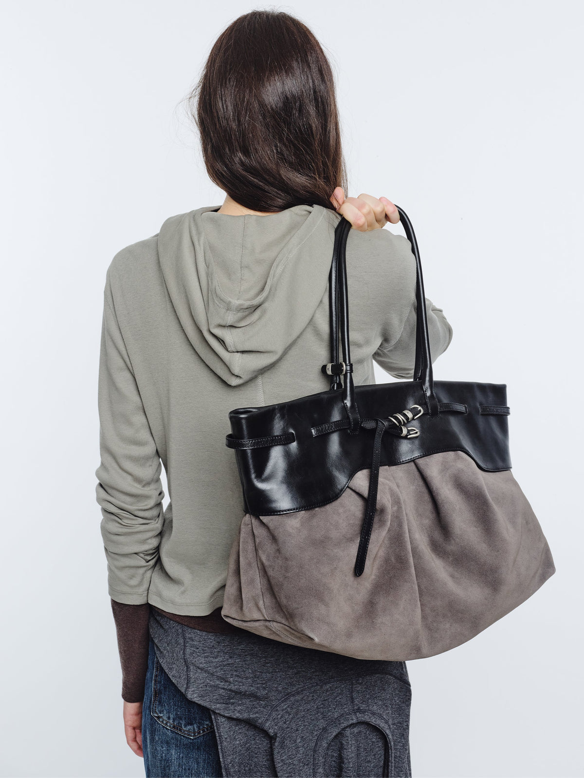 Marge Sherwood - Soft Grandma Layered Bag (Grey Suede) product image 2 | TRAB K-Fashion Australia