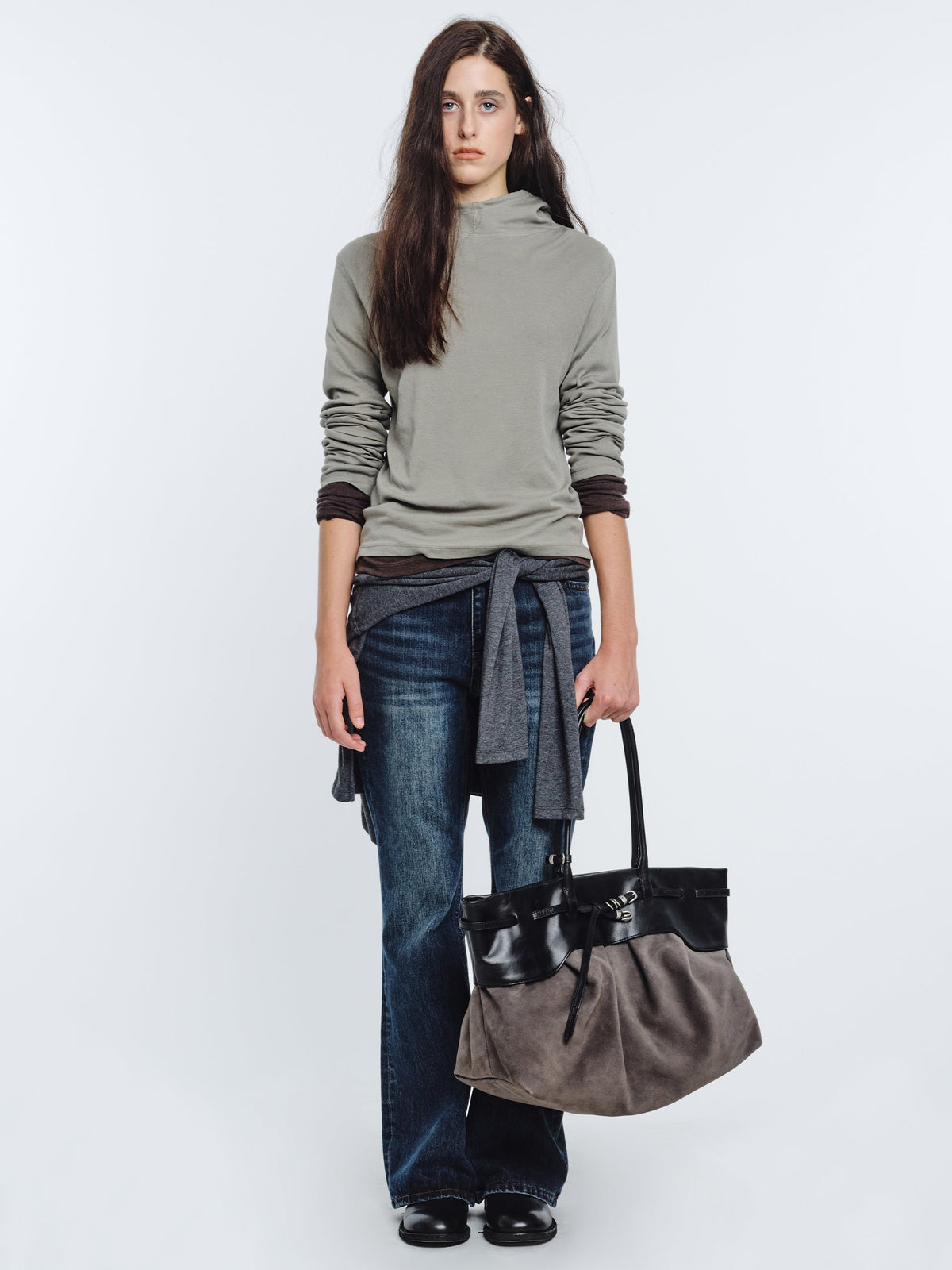 Marge Sherwood - Soft Grandma Layered Bag (Grey Suede) product image 3 | TRAB K-Fashion Australia