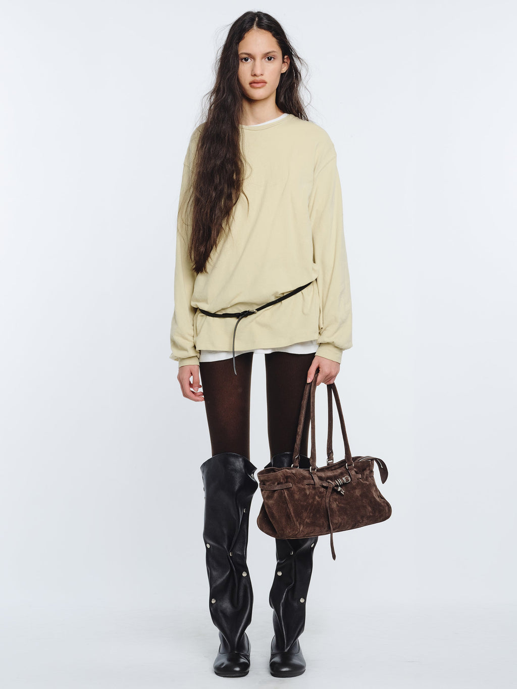 Marge Sherwood - Soft Grandma Shoulder Bag (Ash Brown Suede) product image 3 | TRAB K-Fashion Australia