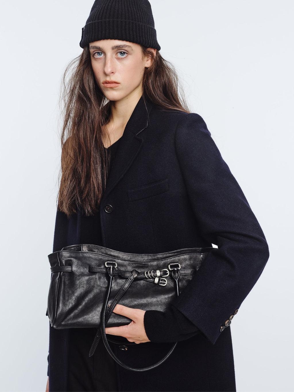 Marge Sherwood - Soft Grandma Shoulder Bag (Black Washed Nappa) product image 2 | TRAB K-Fashion Australia