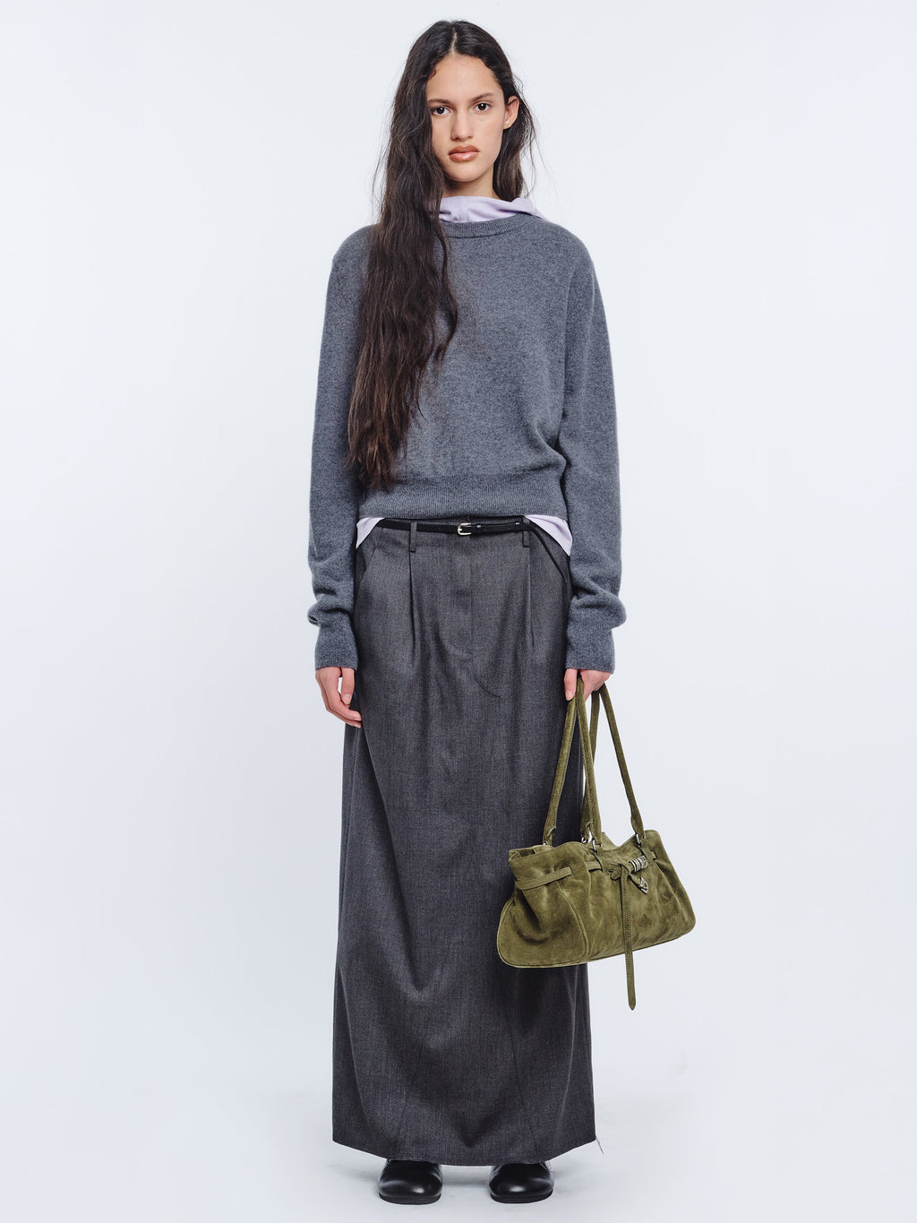 Marge Sherwood - Soft Grandma Shoulder Bag (Dark Olive Suede) product image 3 | TRAB K-Fashion Australia
