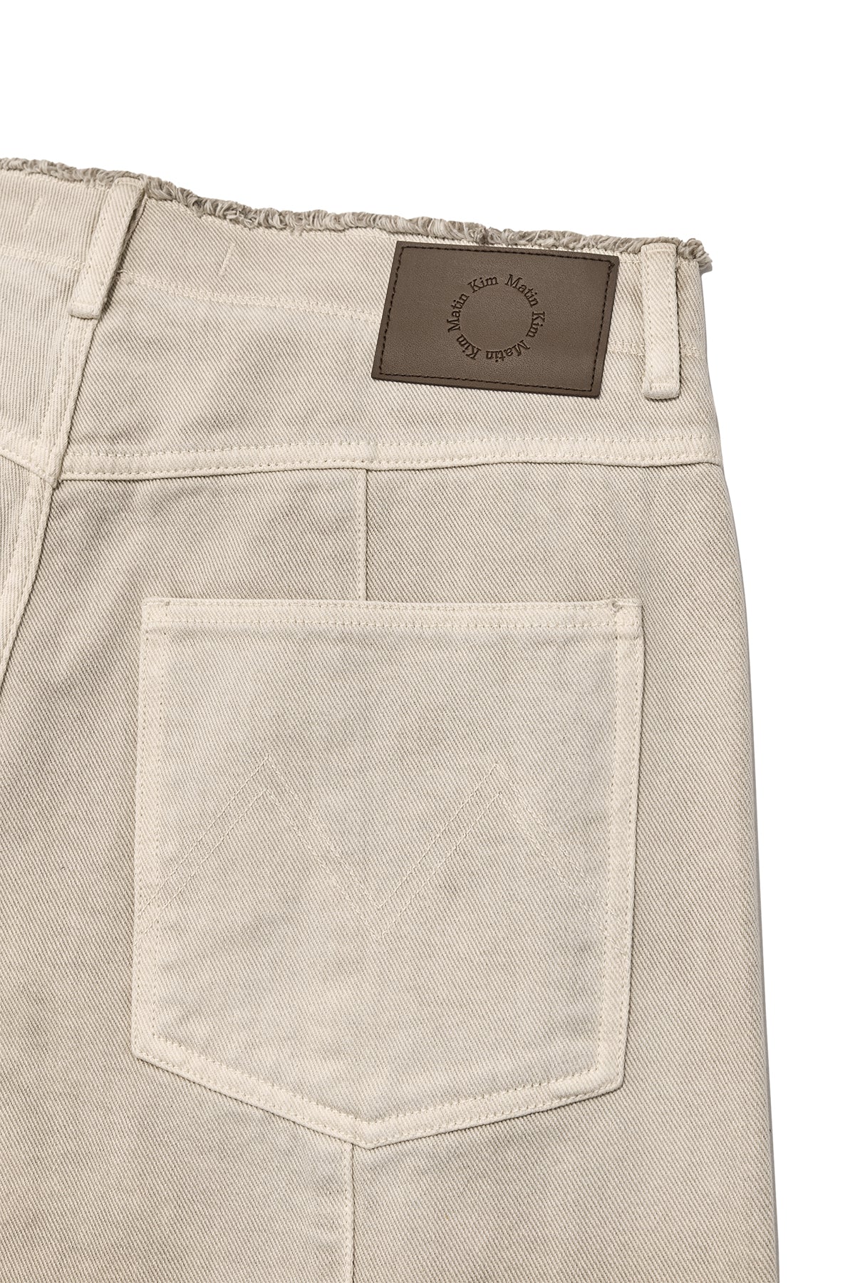 Matin Kim - Back Pintuck Waistless Denim Pants (Light Beige) product image 3 | TRAB K-Fashion Australia