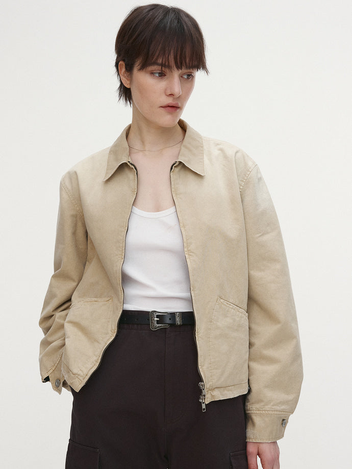 Tonywack - Garment-Dyed Cotton Distressed Mechanic Jacket (Faded Beige) product image 2 | TRAB K-Fashion Australia