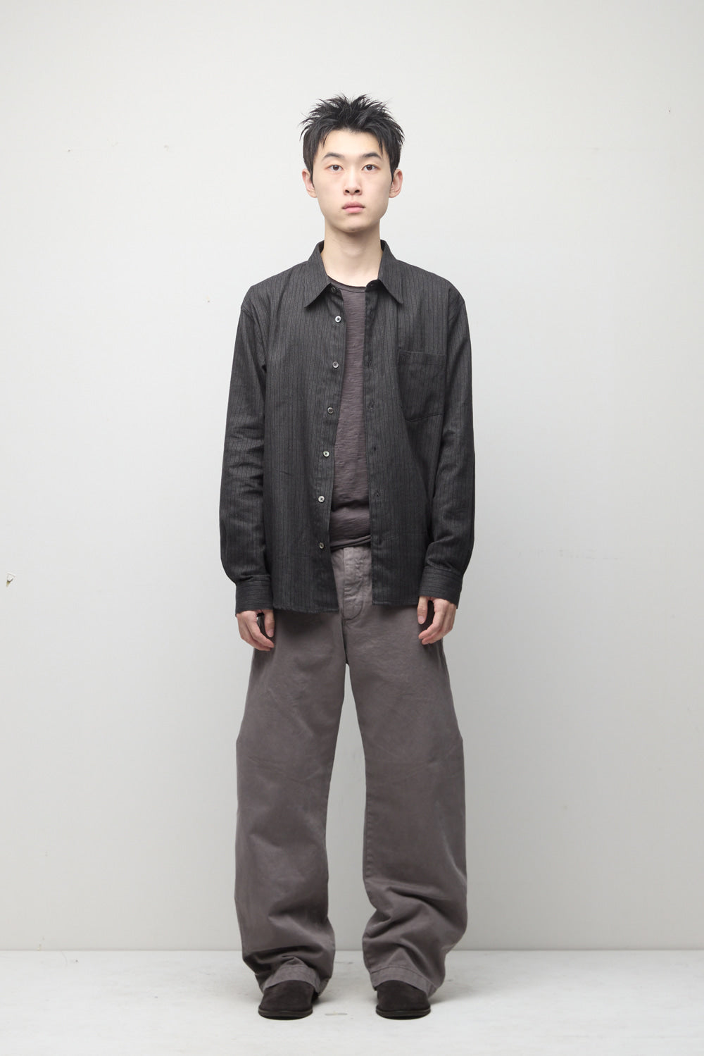 Hatchingroom - Shirring Shirt Vintage Stripe (Charcoal) product image 8 | TRAB K-Fashion Australia