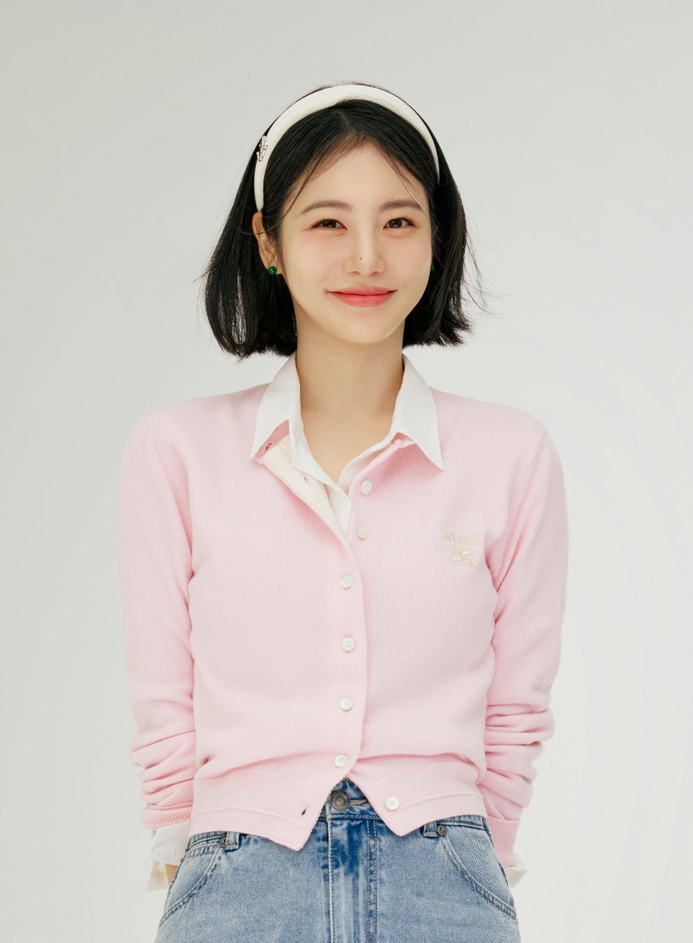 Satur - [ShinYeeun Pick] (W) Loren Basic Crewneck Fine Cardigan (Pink) product image 1 | TRAB K-Fashion Australia