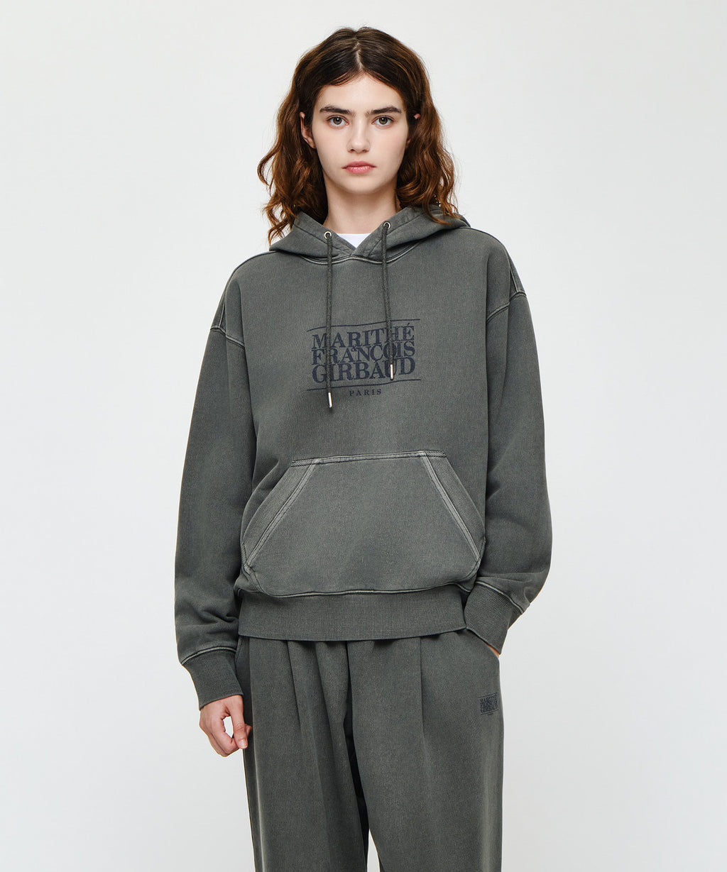 Marithe & Francois Girbaud - Crack Classic Logo Dyeing Oversized Hoodie (Charcoal) product image 1 | TRAB K-Fashion Australia