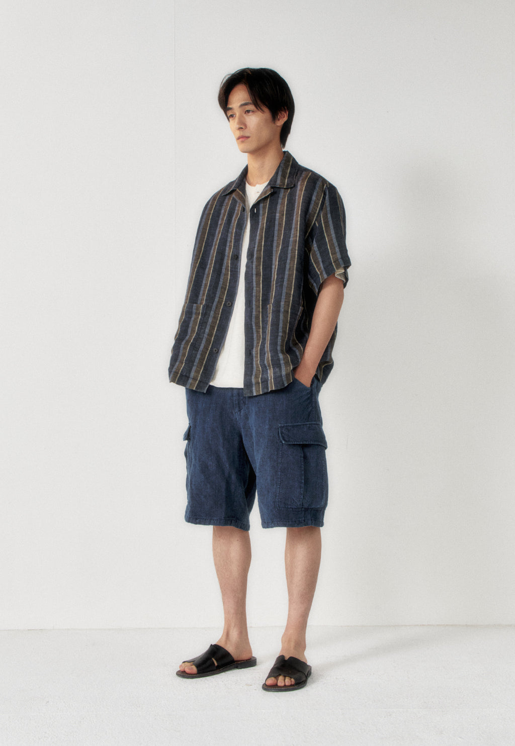 Art if acts - Linen Two Pocket Half Shirt (Navy) product image 2 | TRAB K-Fashion Australia