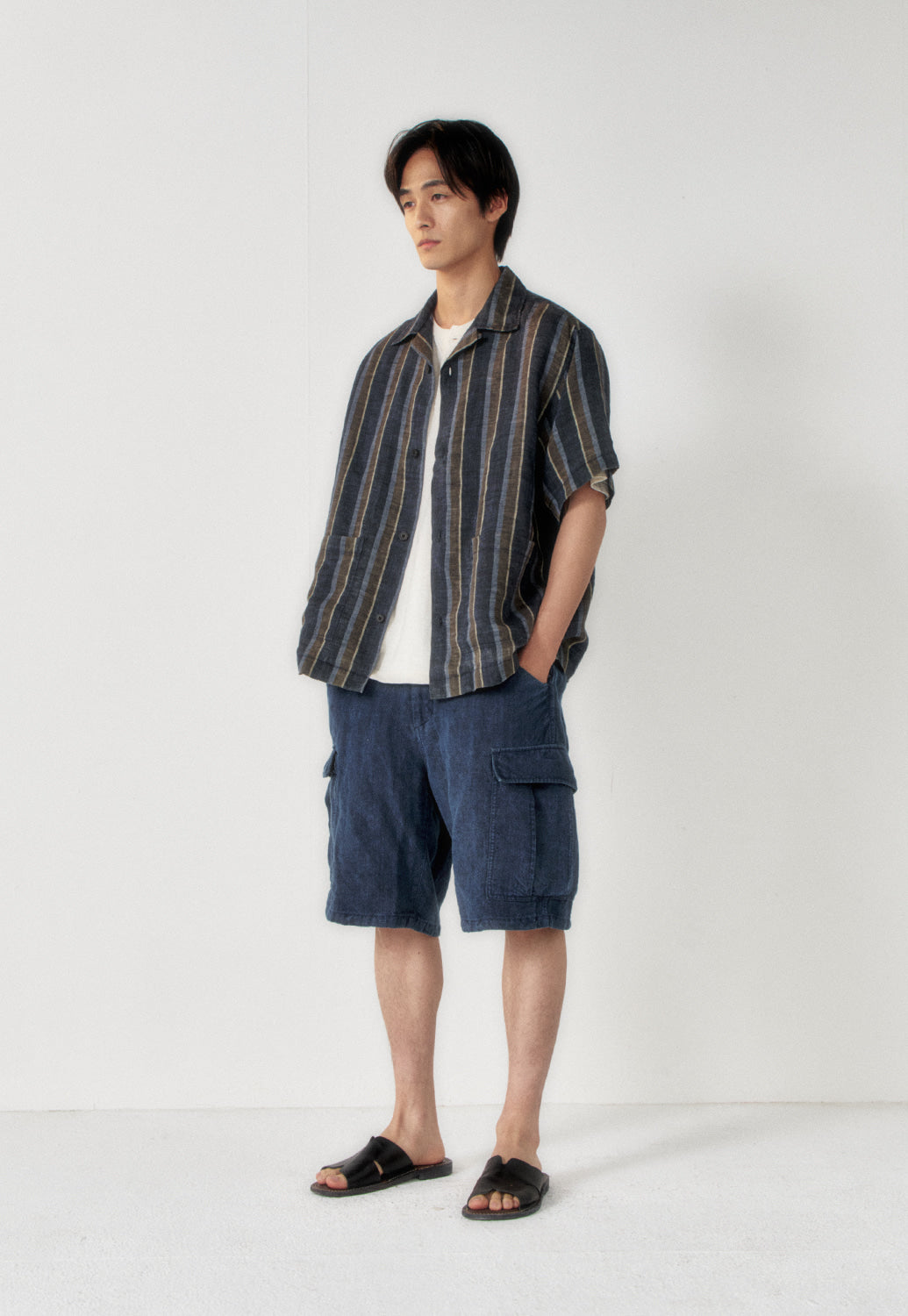 Art if acts - Linen Two Pocket Half Shirt (Navy) product image 2 | TRAB K-Fashion Australia