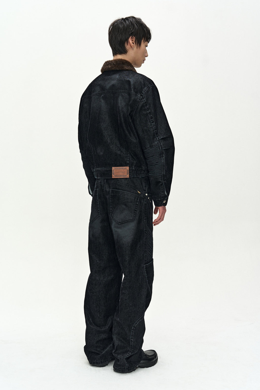 Andersson Bell - Unisex Rodeo Biker Wide-Leg Jeans (black) (Black) product image 5 | TRAB K-Fashion Australia