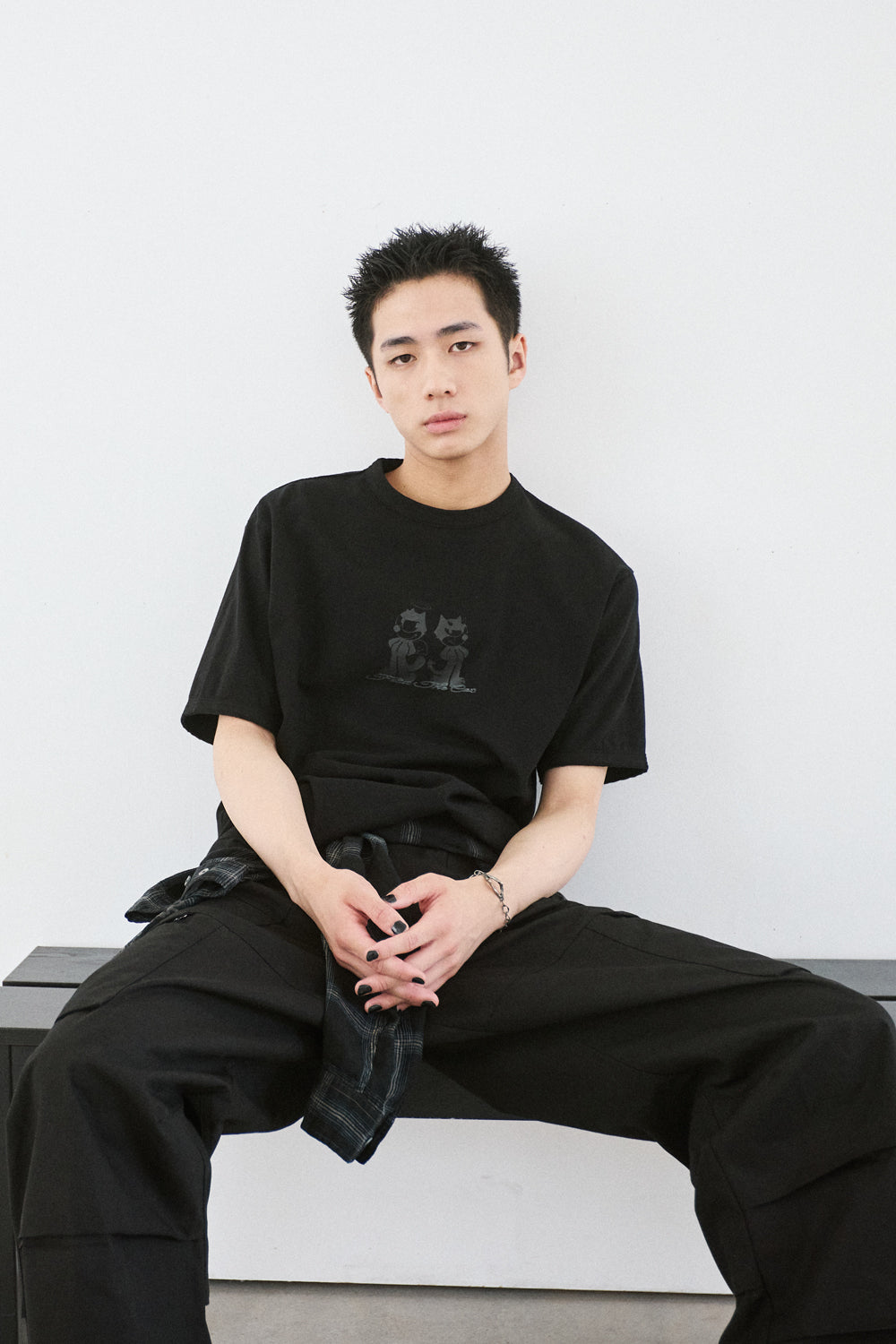 Hatchingroom - Devil & Angel Felix Ringer Tee (Black) product image 9 | TRAB K-Fashion Australia