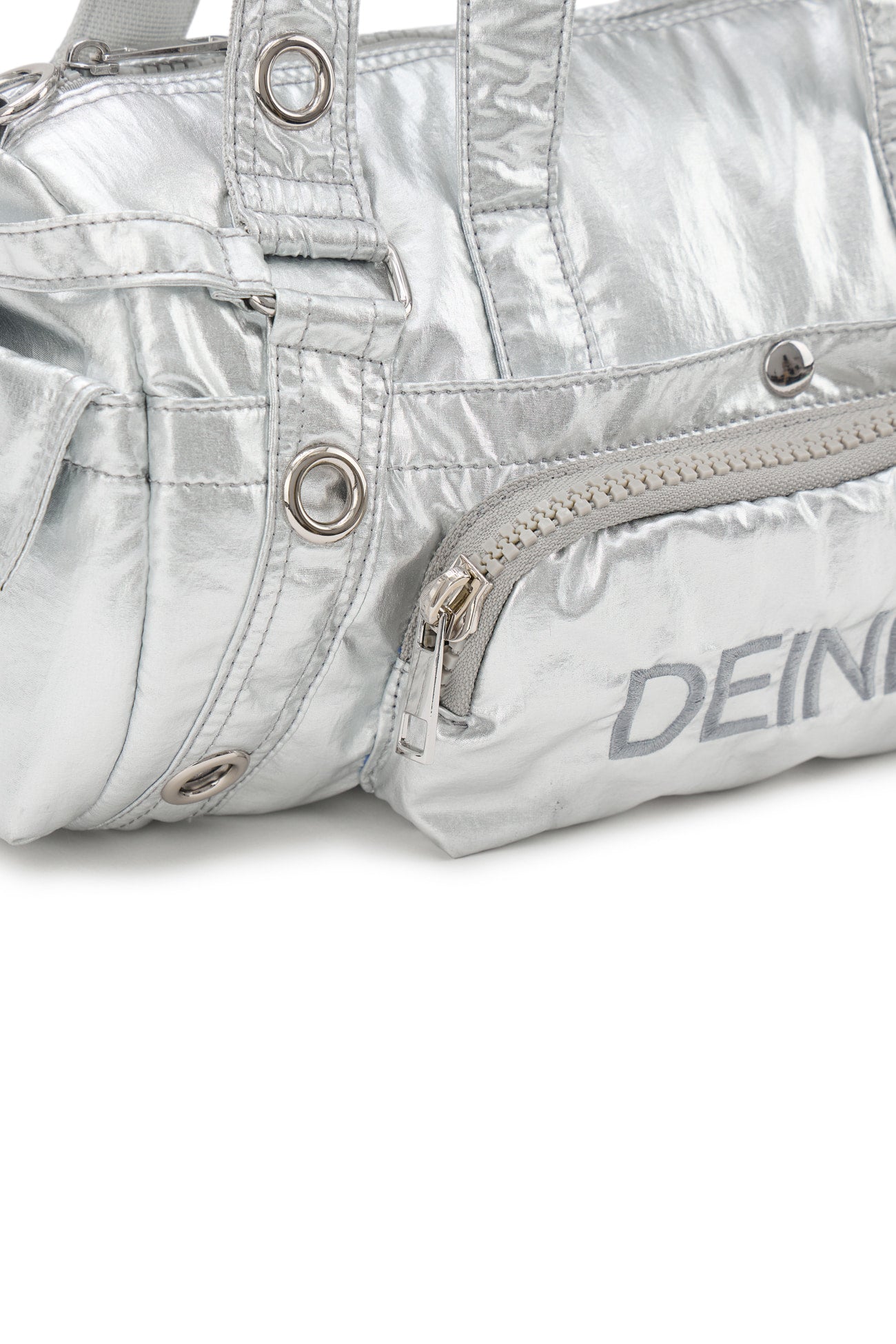 Deinet - Eyelet Glossy Mini Duffle Bag (Silver) product image 10 | TRAB K-Fashion Australia