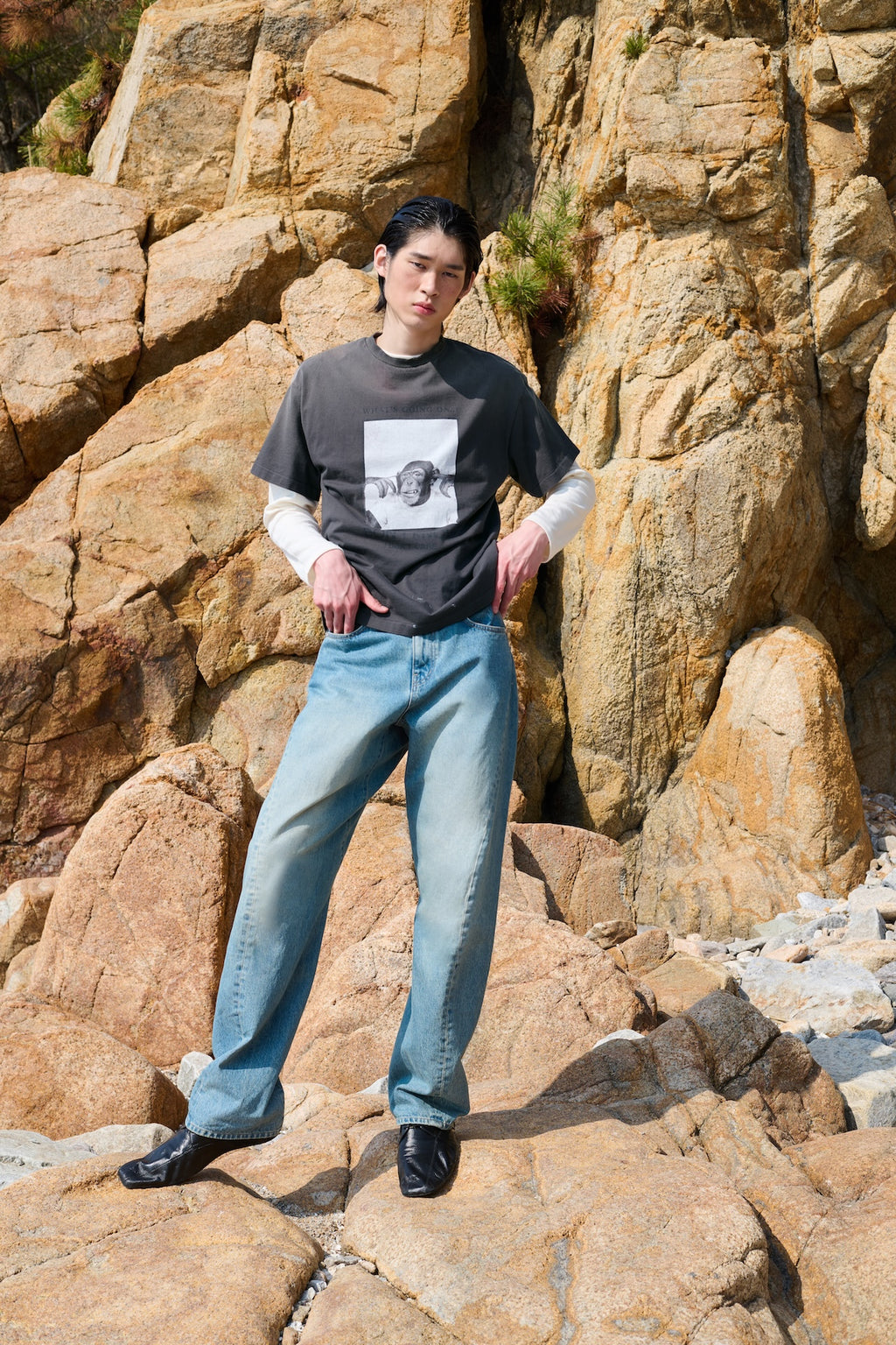 STU - Monkey T-shirt (Charcoal) product image 2 | TRAB K-Fashion Australia