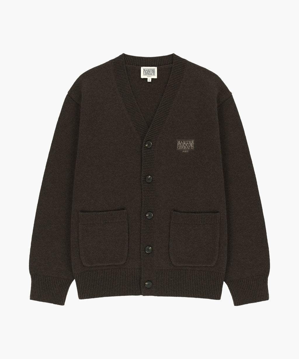 Marithe & Francois Girbaud - Premium Small Classic Logo Cashmere V-neck Cardigan (Brown) product image 6 | TRAB K-Fashion Australia