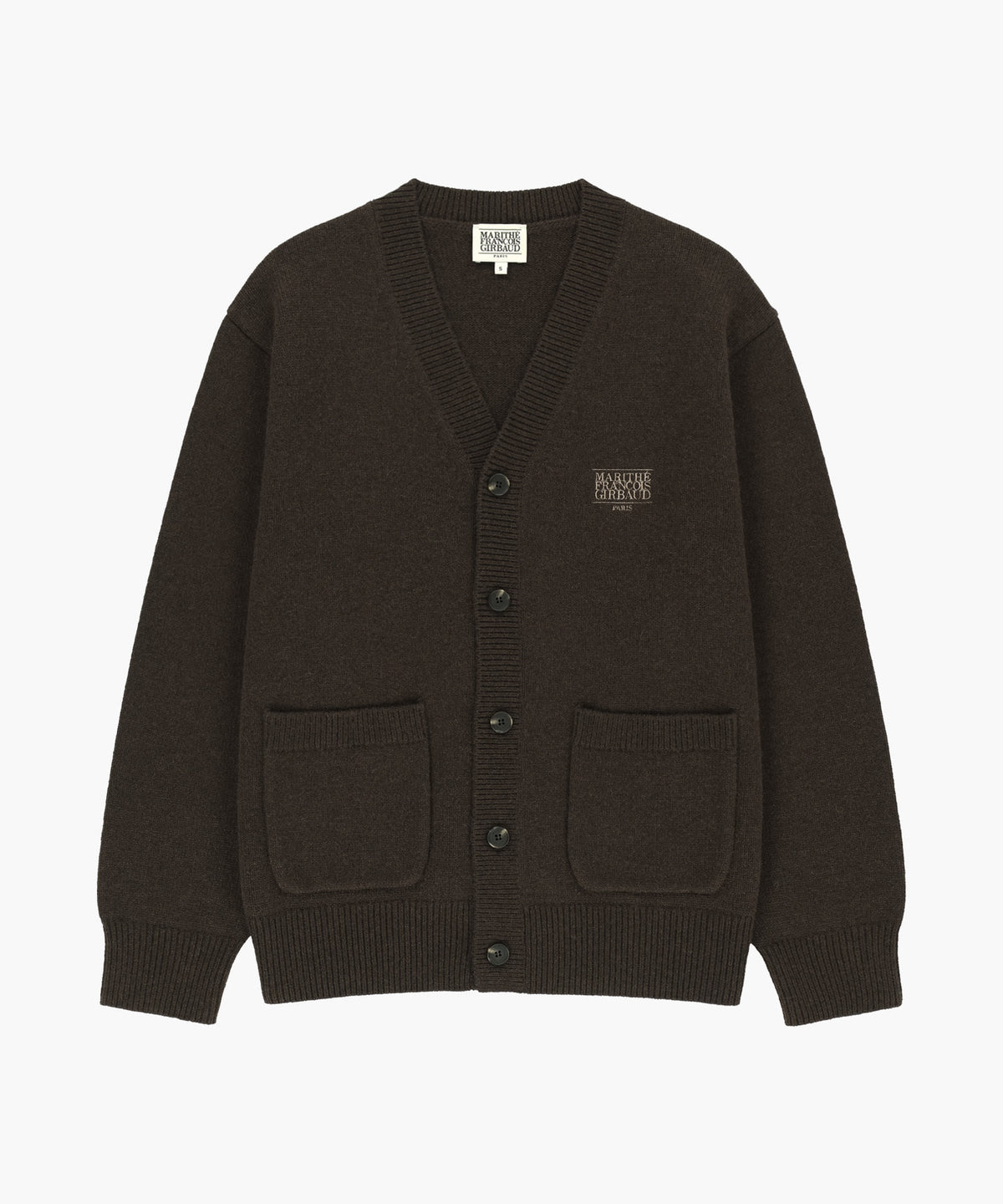 Marithe & Francois Girbaud - Premium Small Classic Logo Cashmere V-neck Cardigan (Brown) product image 6 | TRAB K-Fashion Australia
