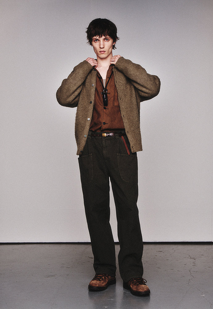 Art if acts - Mohair Round Neck Cardigan (Olive) product image 4 | TRAB K-Fashion Australia