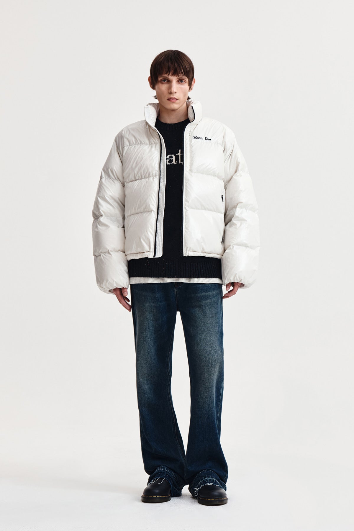 Matin Kim - Small Logo Volume Down Jumper (Ivory) product image 8 | TRAB K-Fashion Australia
