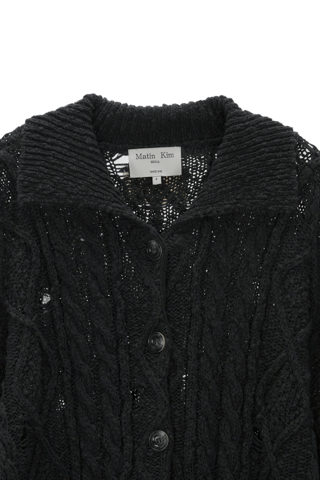 Matin Kim - Damage Cable Cardigan (Charcoal) product image 3 | TRAB K-Fashion Australia