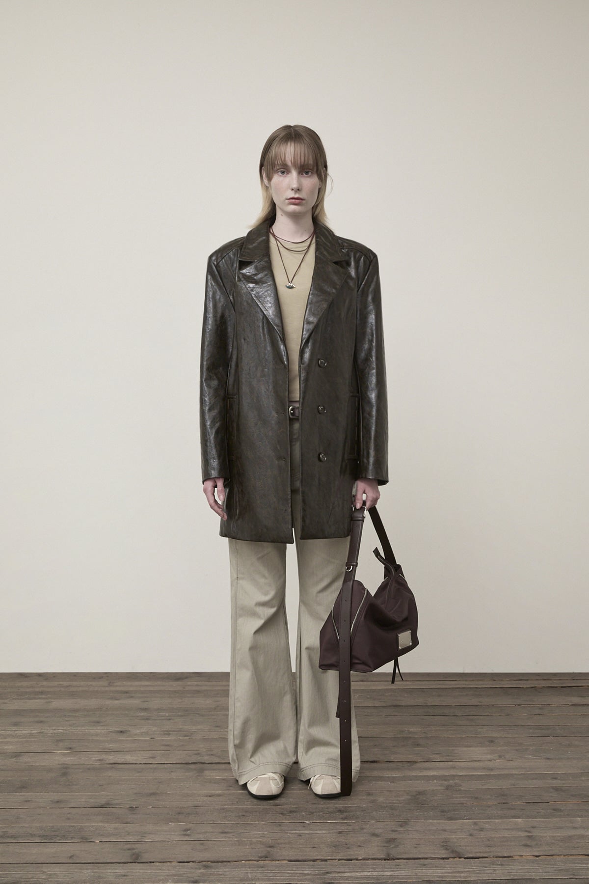 Matin Kim - Faux Leather Half Double Jacket (Dark Brown) product image 5 | TRAB K-Fashion Australia
