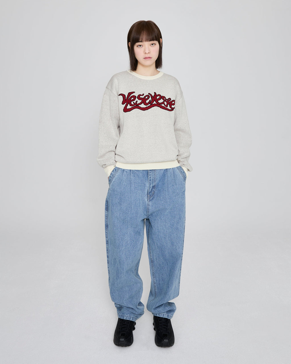 yeseyesee - Snail Logo Long Sleeve Knit Pullover (Ivory) product image 10 | TRAB K-Fashion Australia