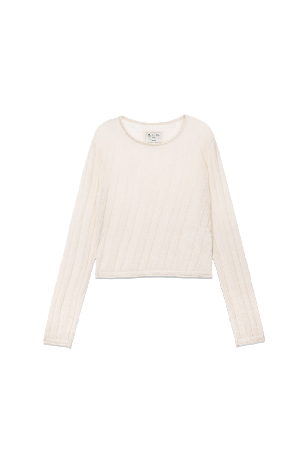 Matin Kim - Diagonal Texture Knit Top (Light Beige) product image 1 | TRAB K-Fashion Australia