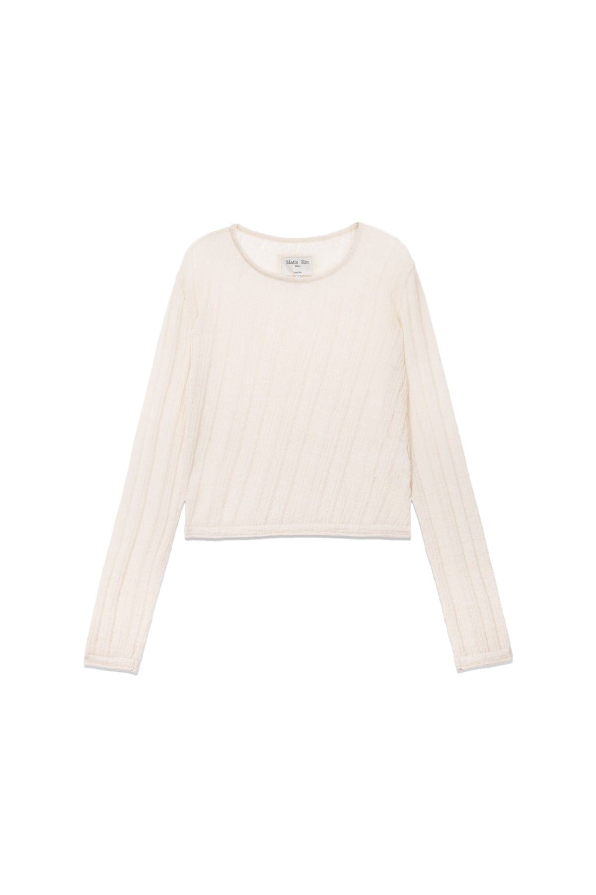 Matin Kim - Diagonal Texture Knit Top (Light Beige) product image 1 | TRAB K-Fashion Australia