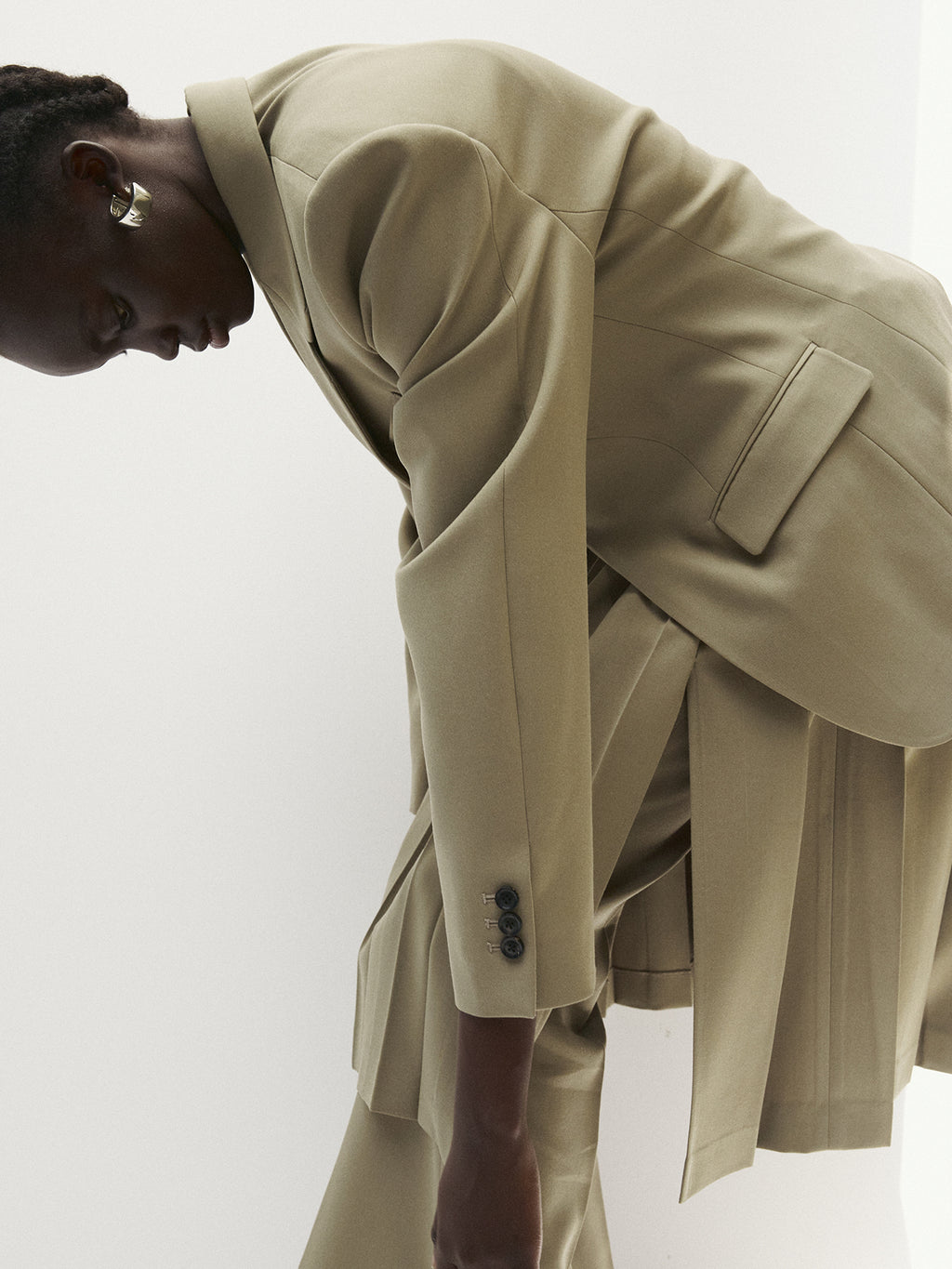 Tonywack - Wool Twill Flared Trousers (Khaki) product image 7 | TRAB K-Fashion Australia