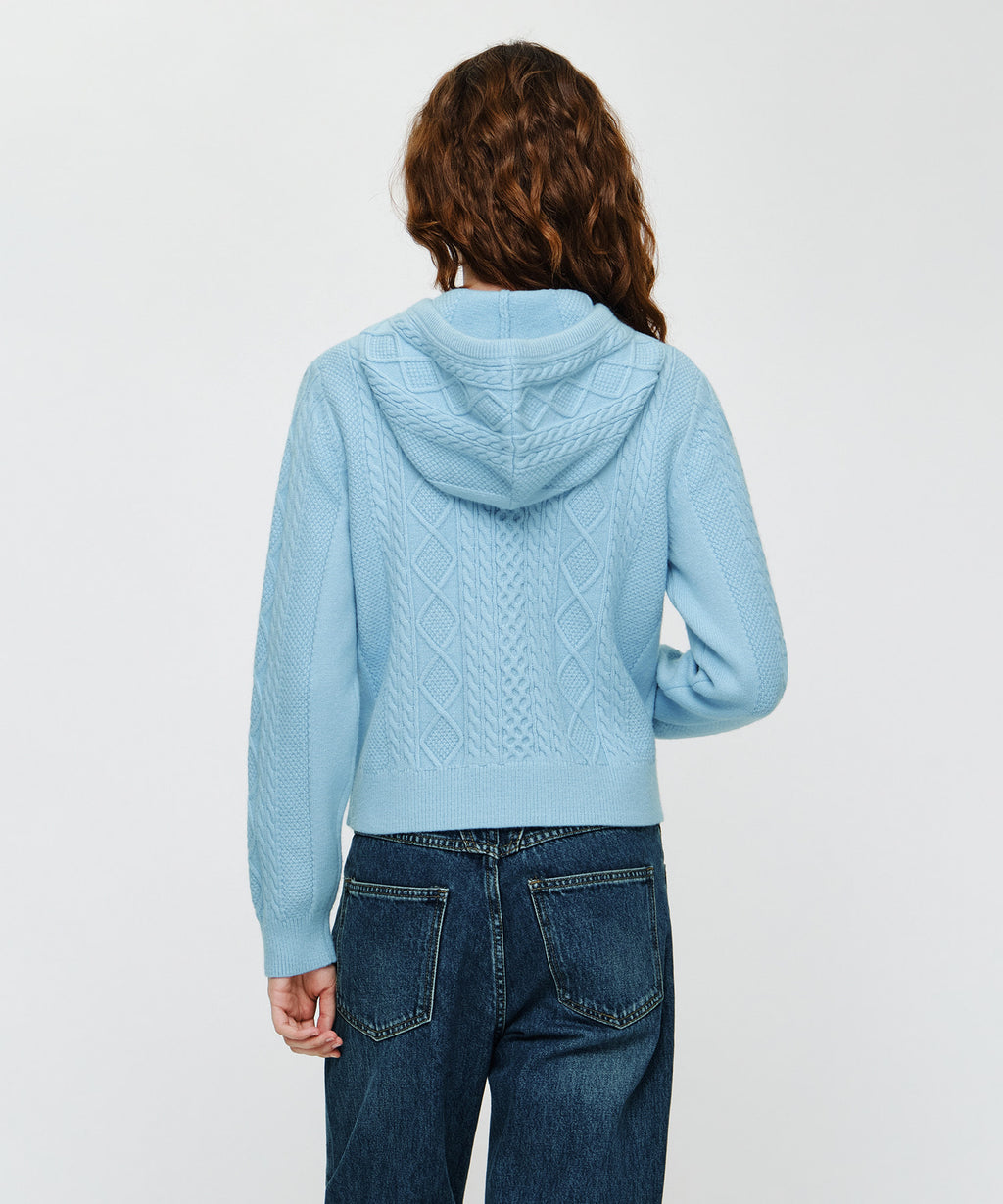 Marithe & Francois Girbaud - Micro Classic Logo Cable Hooded Knit (Sky Blue) product image 2 | TRAB K-Fashion Australia