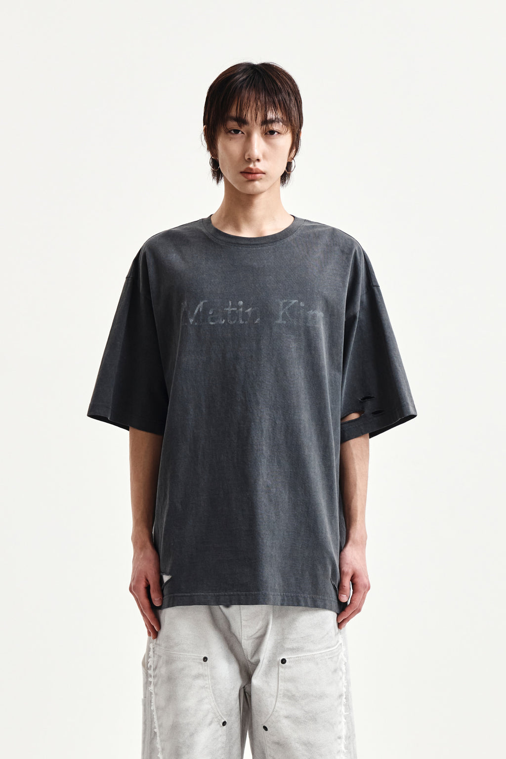 Matin Kim - Distressed Logo Top (Charcoal) product image 5 | TRAB K-Fashion Australia