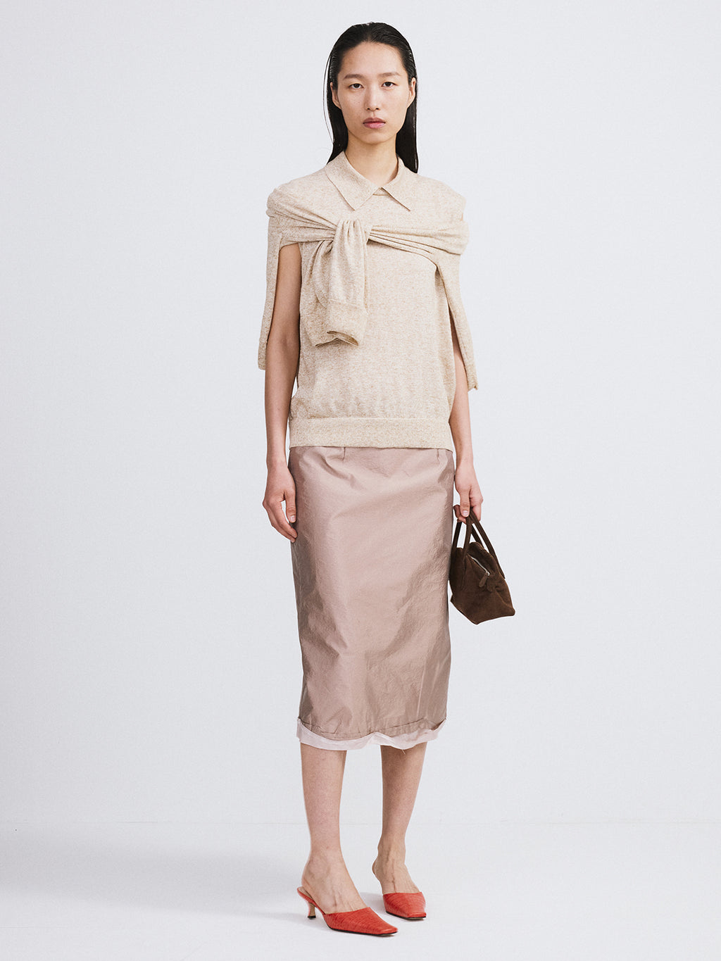 Recto - Layered Detail Midi Skirt (Sepia Beige) product image 3 | TRAB K-Fashion Australia