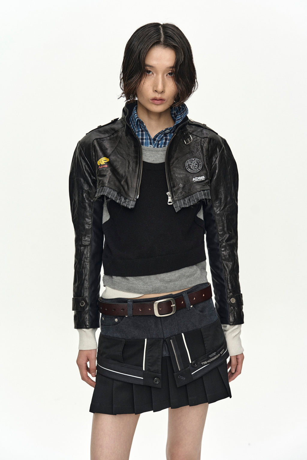Andersson Bell - Cut-Out Shrunken Racing Leather Jacket (Black) product image 4 | TRAB K-Fashion Australia