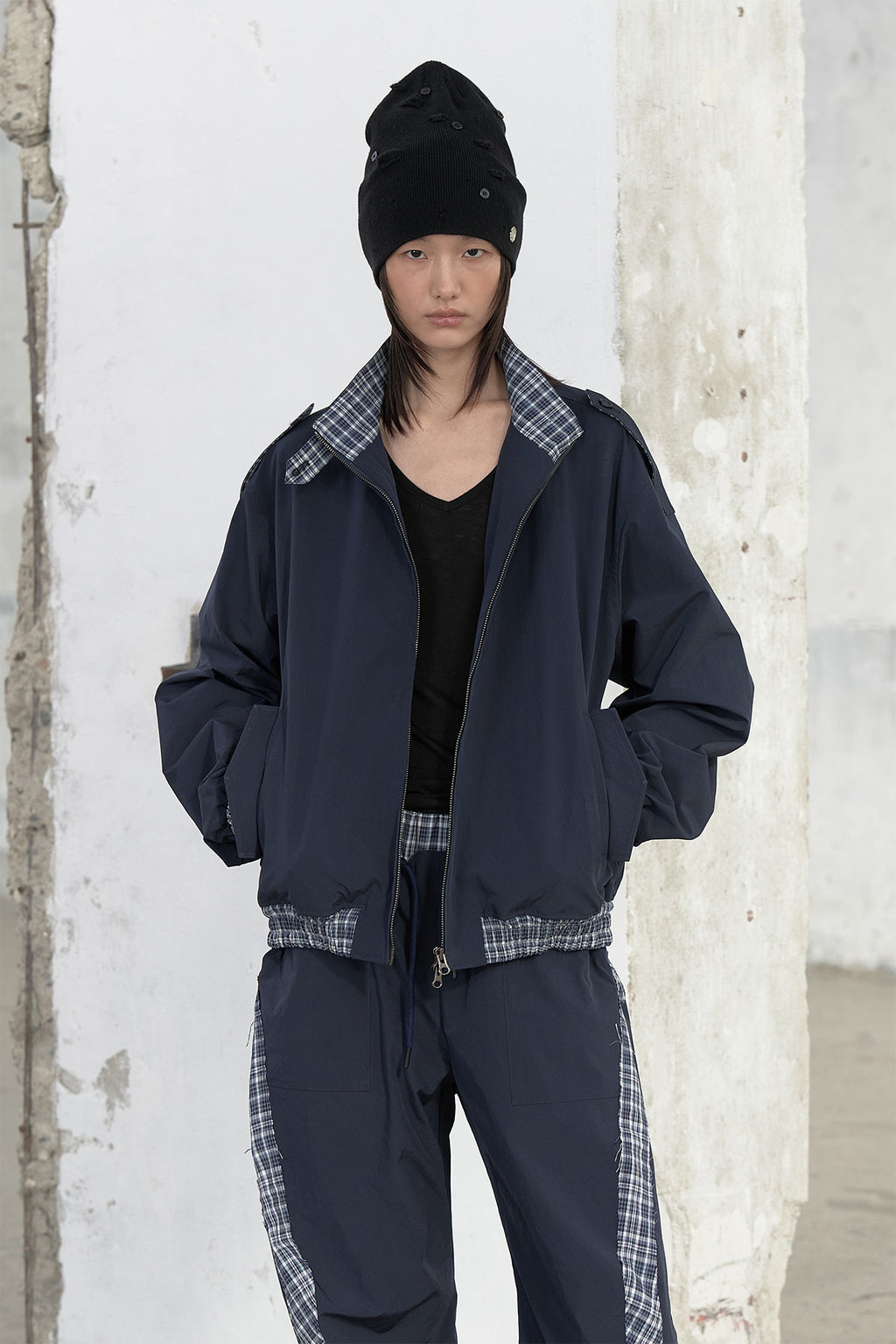Deinet - Point Check Detail Jacket (Navy) product image 7 | TRAB K-Fashion Australia