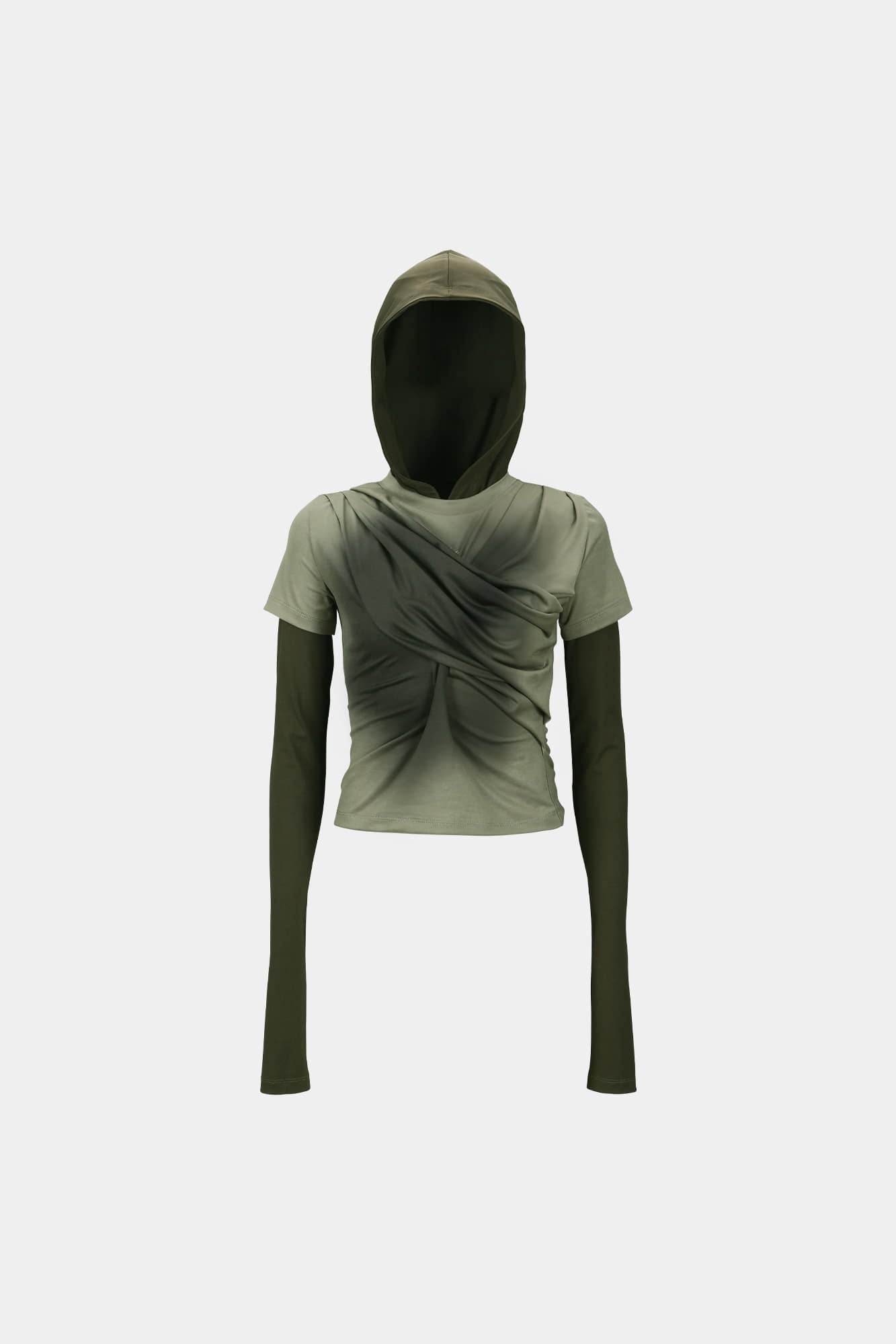 Andersson Bell - Gathered Hoodie Jersey Top (Khaki) product image 8 | TRAB K-Fashion Australia