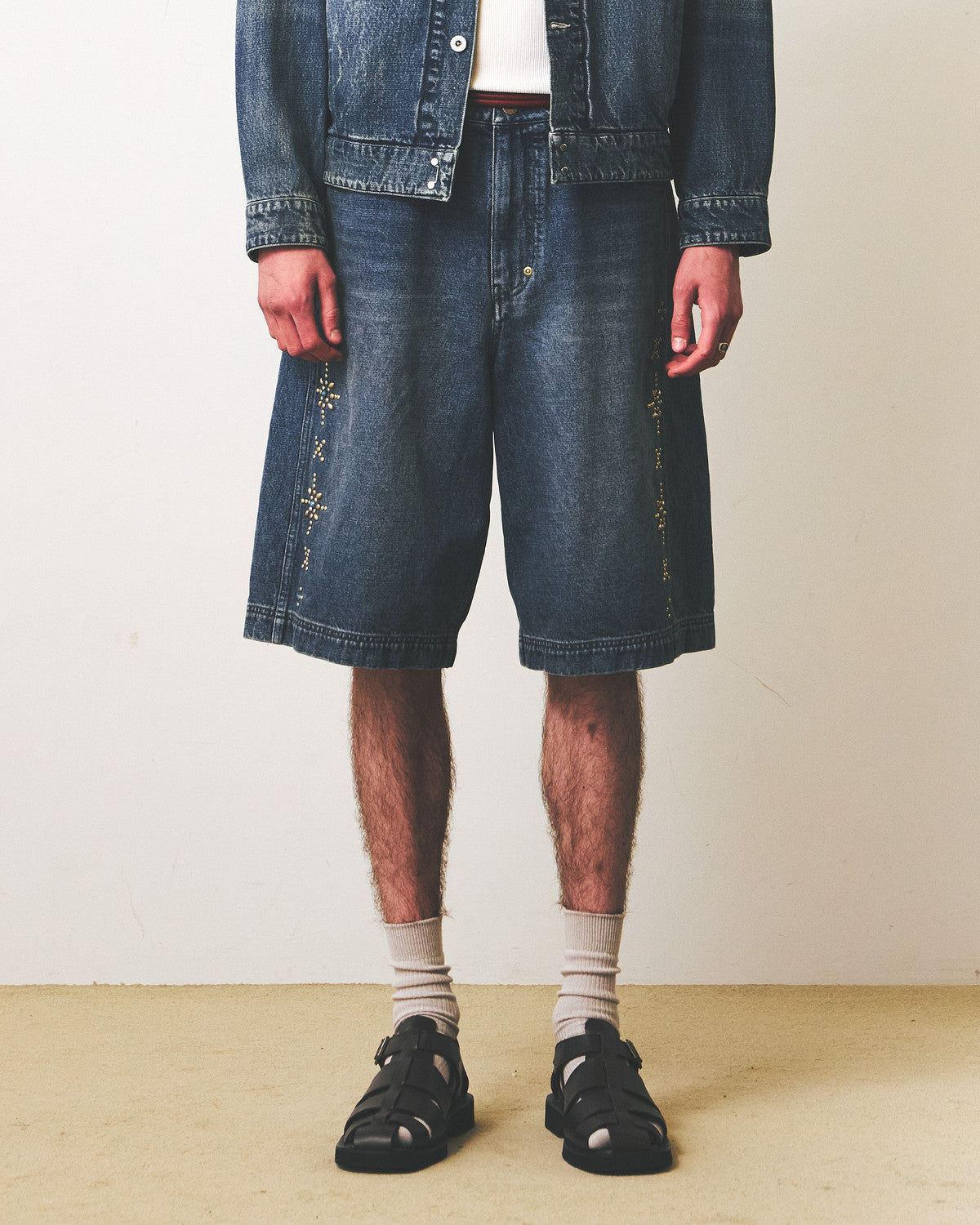 Eastlogue - Rockabilly Curved Shorts (Vintage Indigo) product image 1 | TRAB K-Fashion Australia