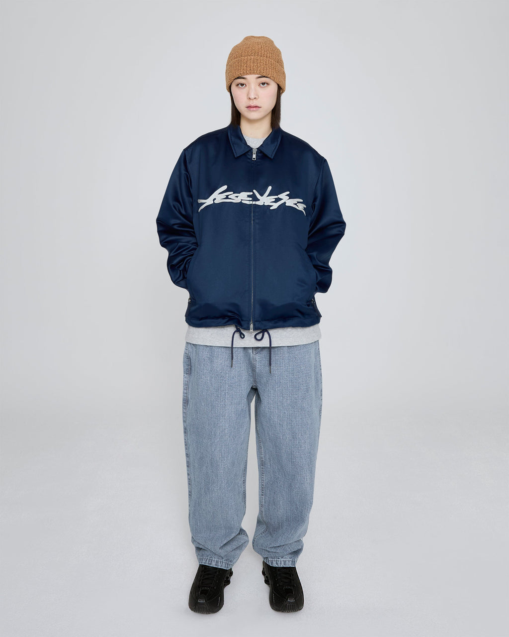 yeseyesee - Chain Stitch Logo Coach Jacket (Navy) product image 10 | TRAB K-Fashion Australia