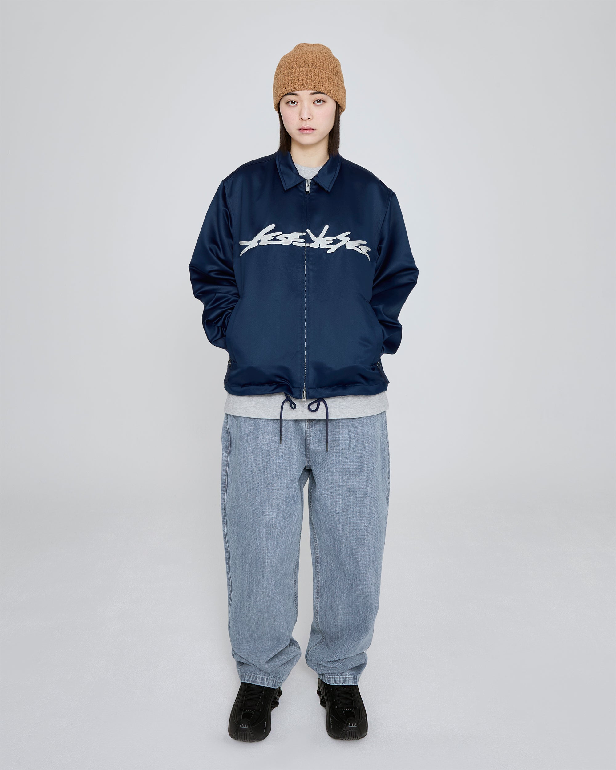 yeseyesee - Chain Stitch Logo Coach Jacket (Navy) product image 10 | TRAB K-Fashion Australia