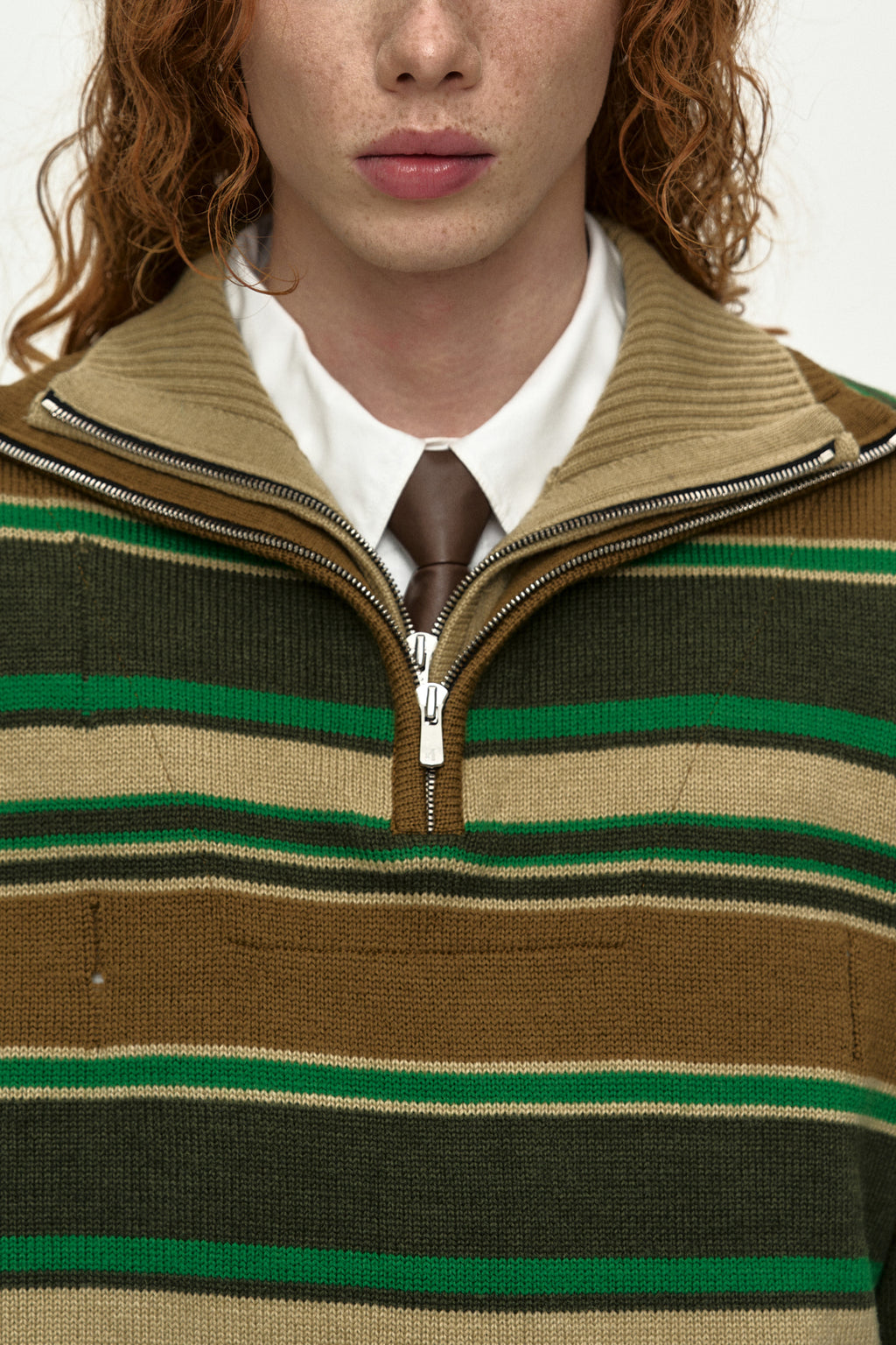 Andersson Bell - Double Layered Stripe Half Zip-Up Sweater (Beige/Brown) product image 5 | TRAB K-Fashion Australia