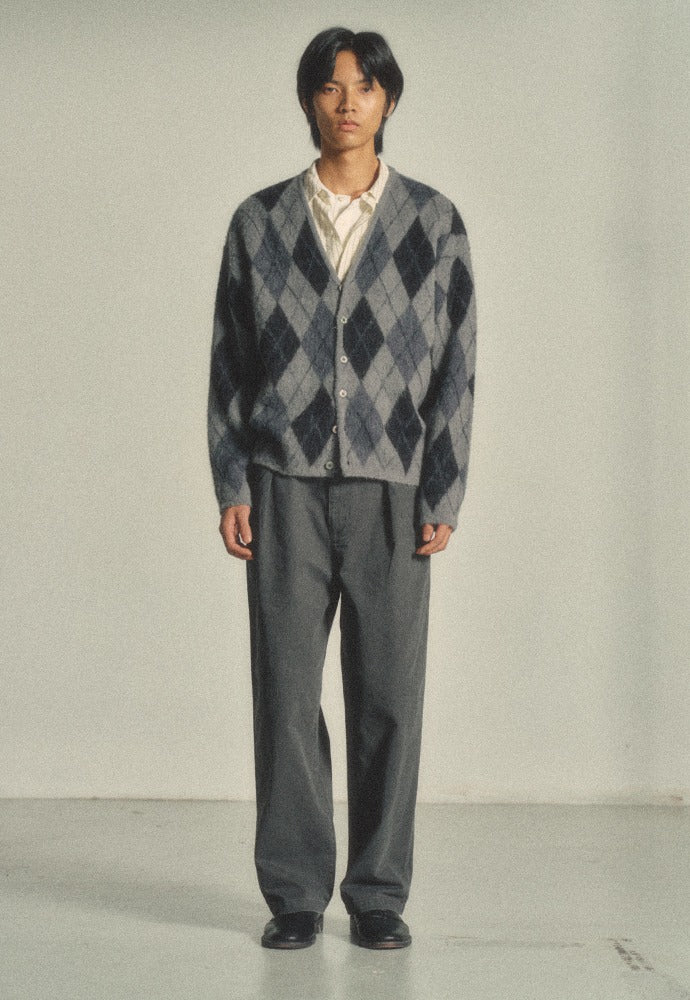 Art if acts - Mohair Argyle Cardigan (Charcoal) product image 1 | TRAB K-Fashion Australia