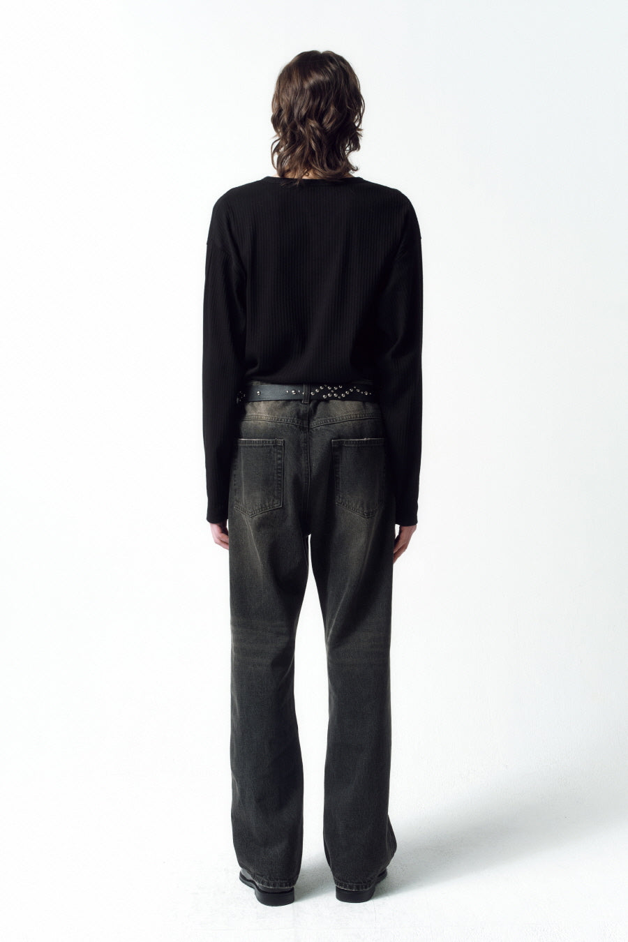 Insilence - Semi-Wide Denim Pants (Mud Grey) product image 8 | TRAB K-Fashion Australia