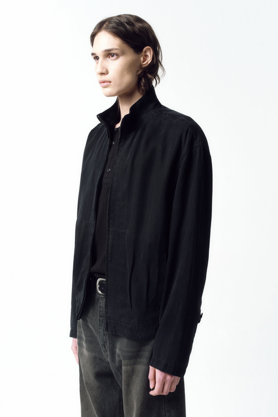 Insilence - Washed Tencel Zip-Up Jacket (Washed Black) product image 3 | TRAB K-Fashion Australia