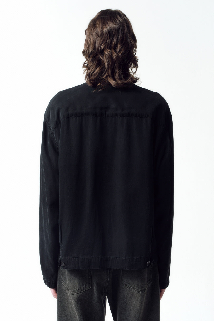 Insilence - Washed Tencel Zip-Up Jacket (Washed Black) product image 6 | TRAB K-Fashion Australia