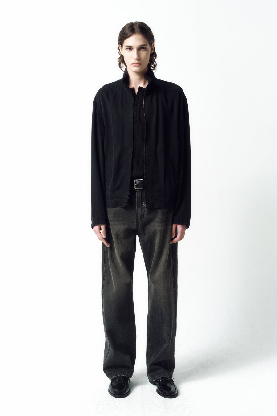 Insilence - Washed Tencel Zip-Up Jacket (Washed Black) product image 1 | TRAB K-Fashion Australia